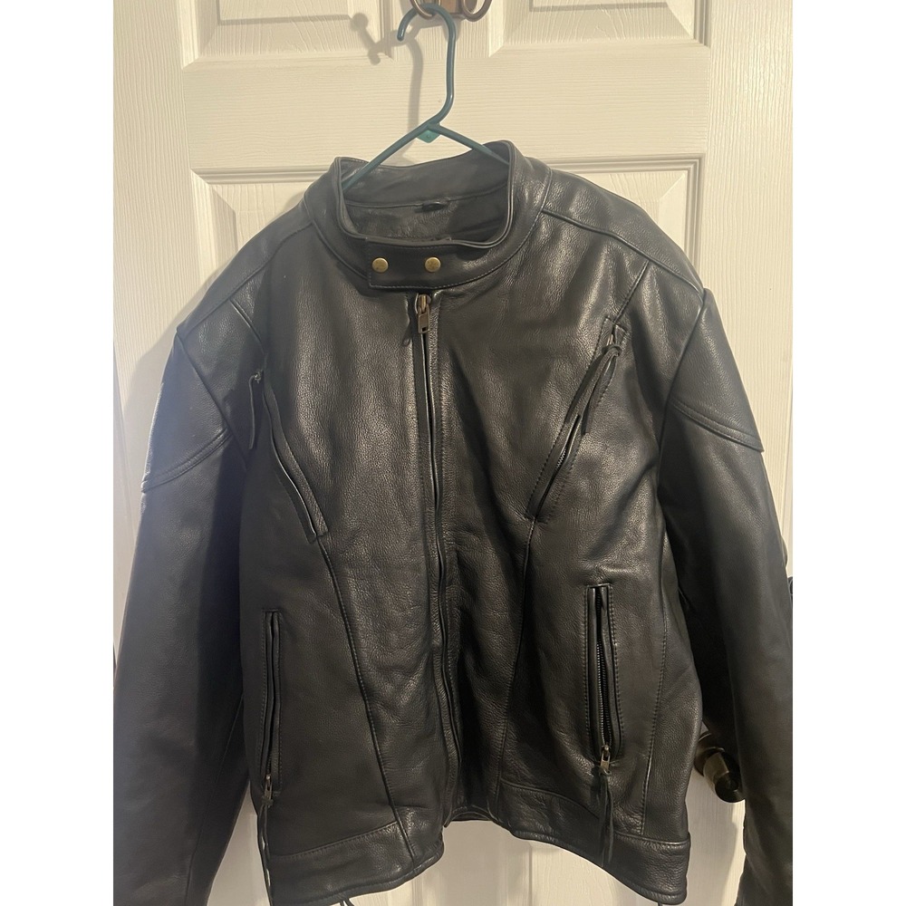 Antelope Creek Leather Mens Jacket Size 54 Black‎ Motorcycle Biker Thinsulate